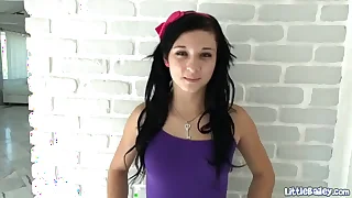 Pole dancing teen slattern Little Bailey fingers say no to pussy